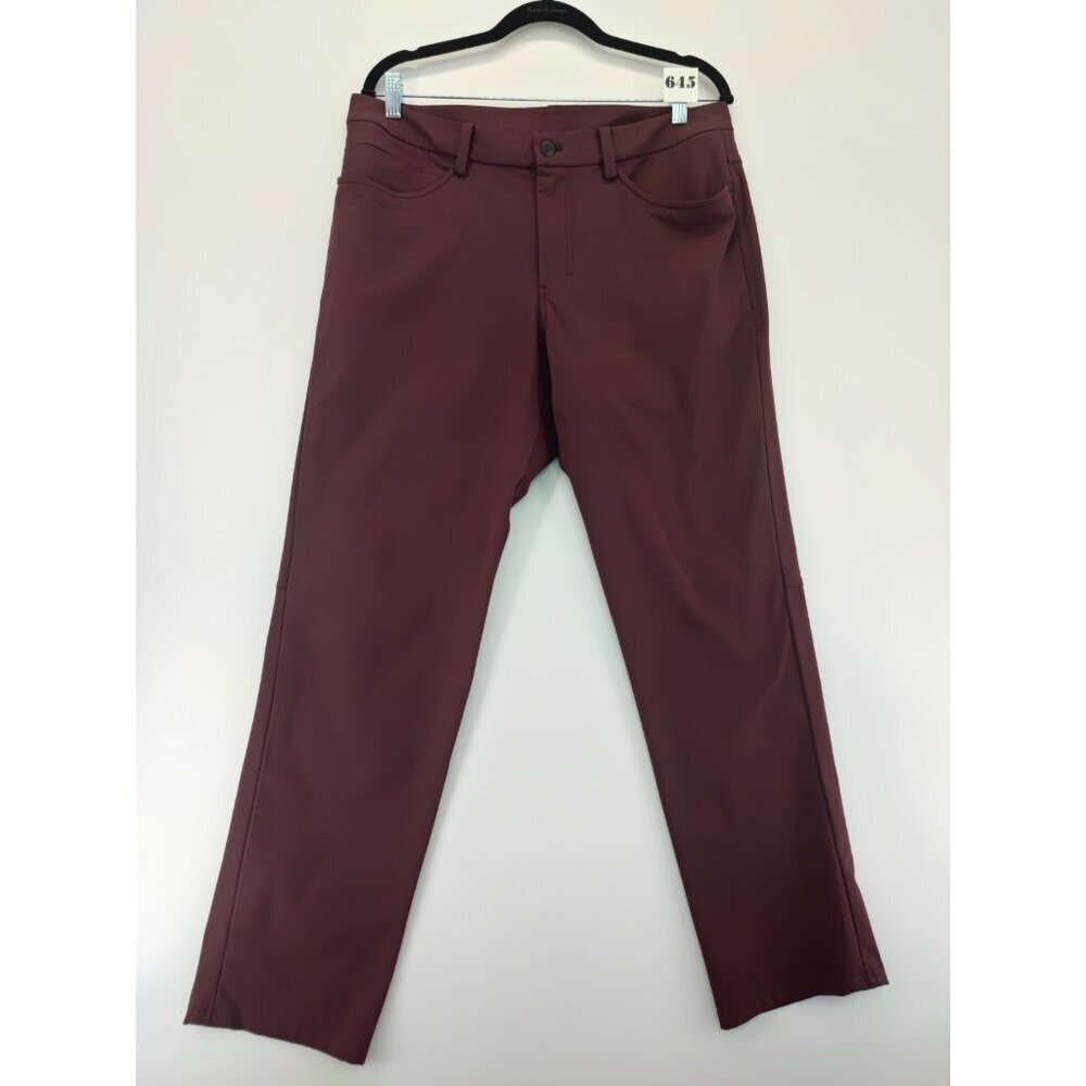 Lululemon Men's ABC Burgundy Classic-Fit 5 Pocket Pants Size 34